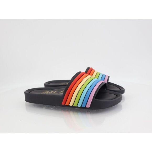 Melissa Shoes - Melissa Women's Beach Sandal Size 7 Scented Slide Black Rainbow Rubber Shoe